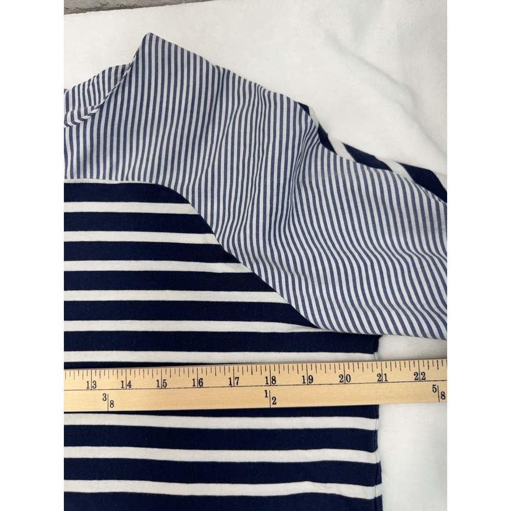 Vineyard Vines Tee Top Womens Large Blue White Nautical Striped Zipper Back - Picture 7 of 10